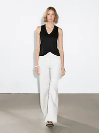 Mercerised cotton V-neck T-shirt