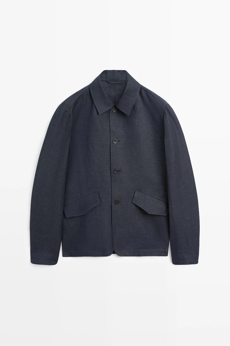 100% linen total look melange overshirt