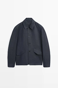 100% linen total look melange overshirt