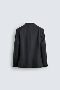 100% WOOL PLAID SUIT BLAZER