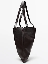 Nappa leather tote bag with clutch detail