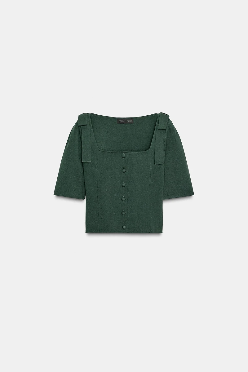 SHOULDER TIE KNIT CARDIGAN