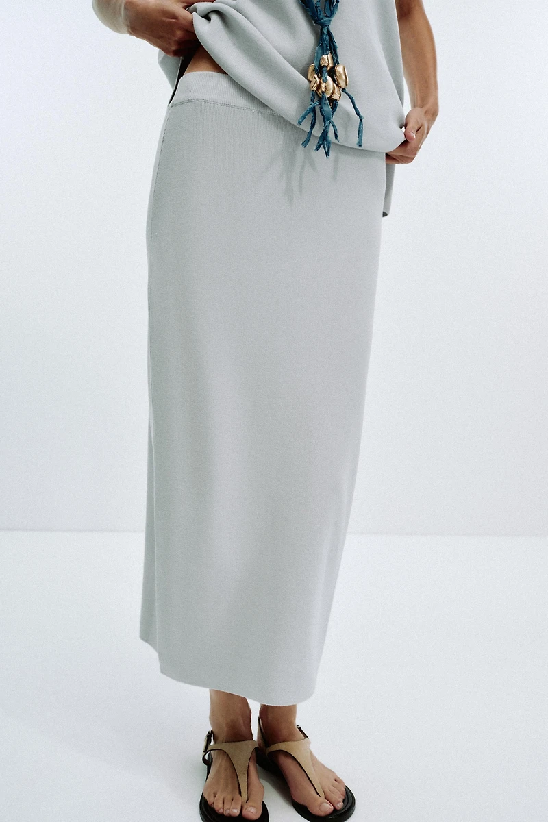 PLAIN KNIT MIDI SKIRT