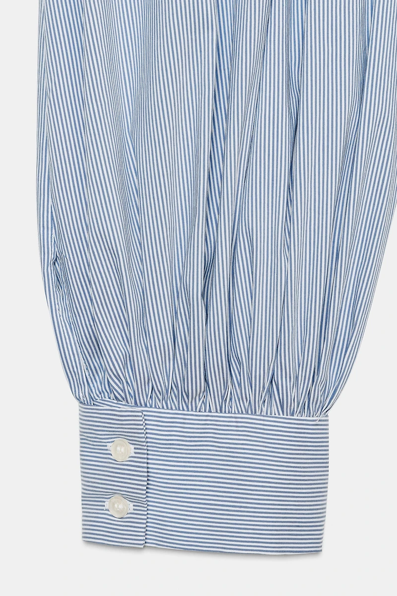 STRIPED POPLIN BALLOON PANTS