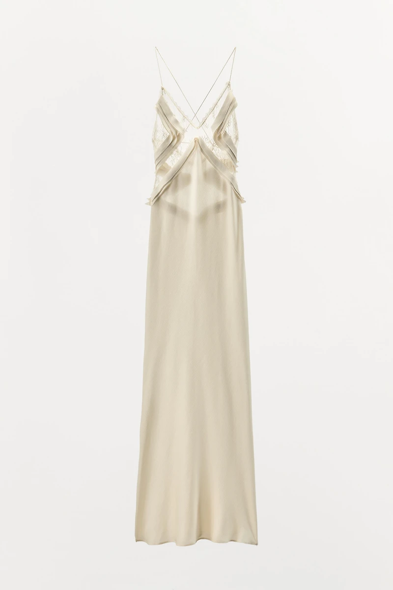 LONG GEORGETTE RUFFLE DRESS