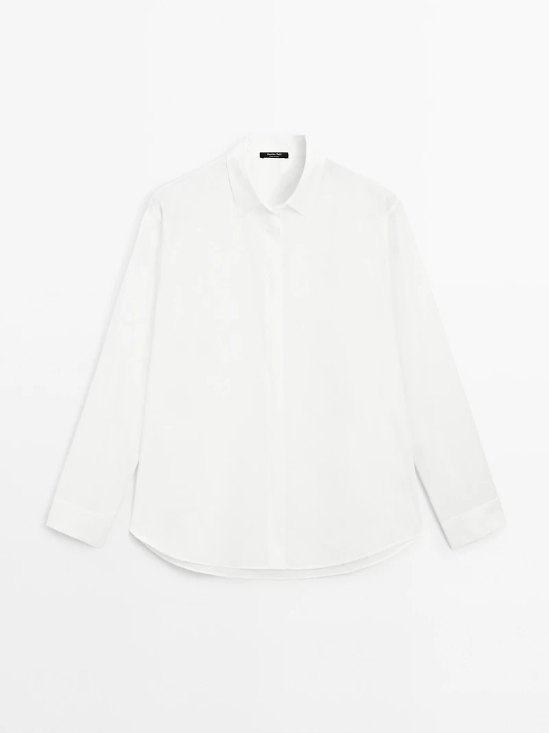 Chemise popeline boutons dissimulés