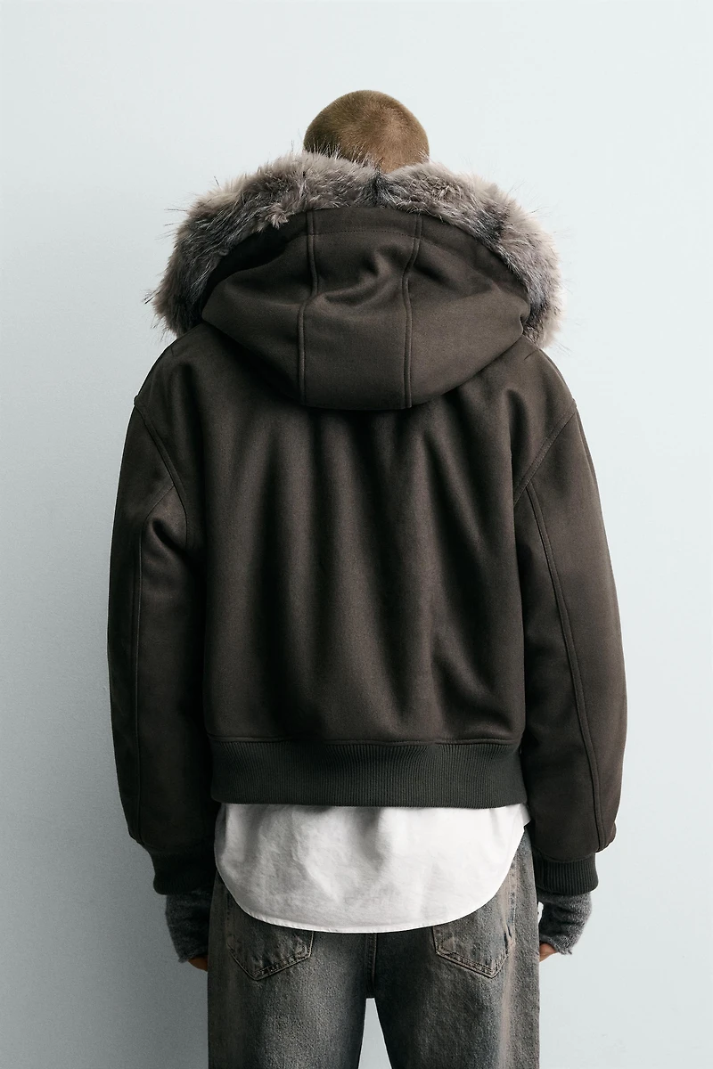 FAUX SUEDE QUILTED JACKET