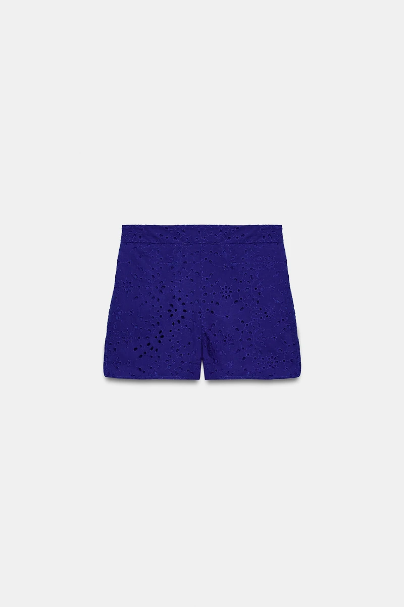 EMBROIDERED EYELET SHORTS