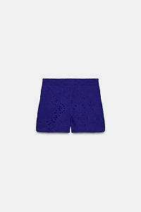 EMBROIDERED EYELET SHORTS