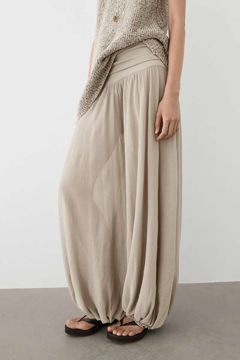Sarouel trousers with wide waistband