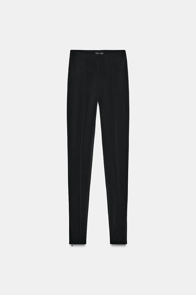 CREPE ZIPPERED LEGGINGS
