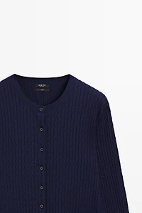 100% cotton braided knit cardigan