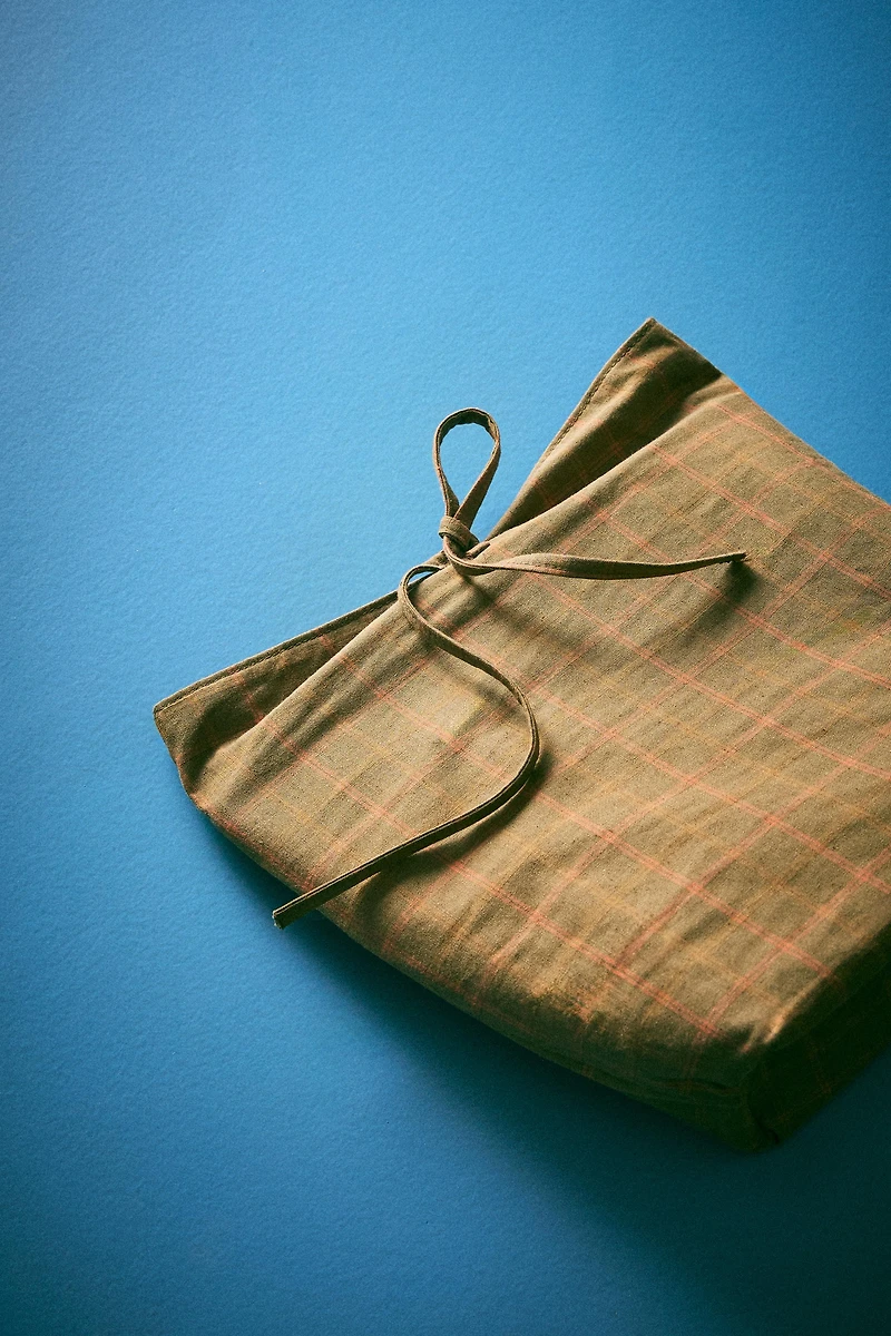 CHECK COTTON LINEN PICNIC BAG