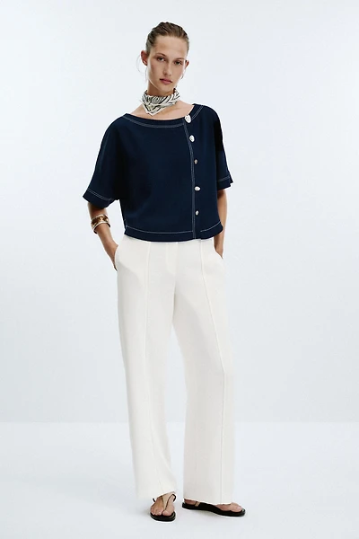 CONTRAST STITCHING LOOP PANTS