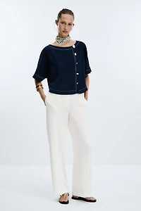 CONTRAST STITCHING LOOP PANTS