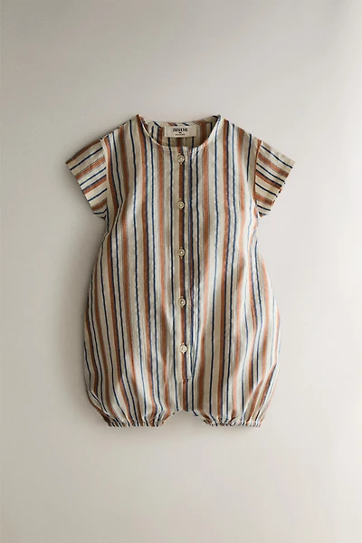 BABY STRIPED FOOTED ROMPER