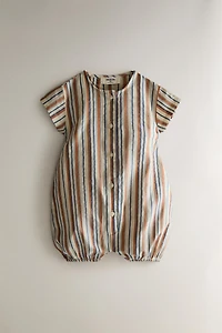 BABY STRIPED FOOTED ROMPER
