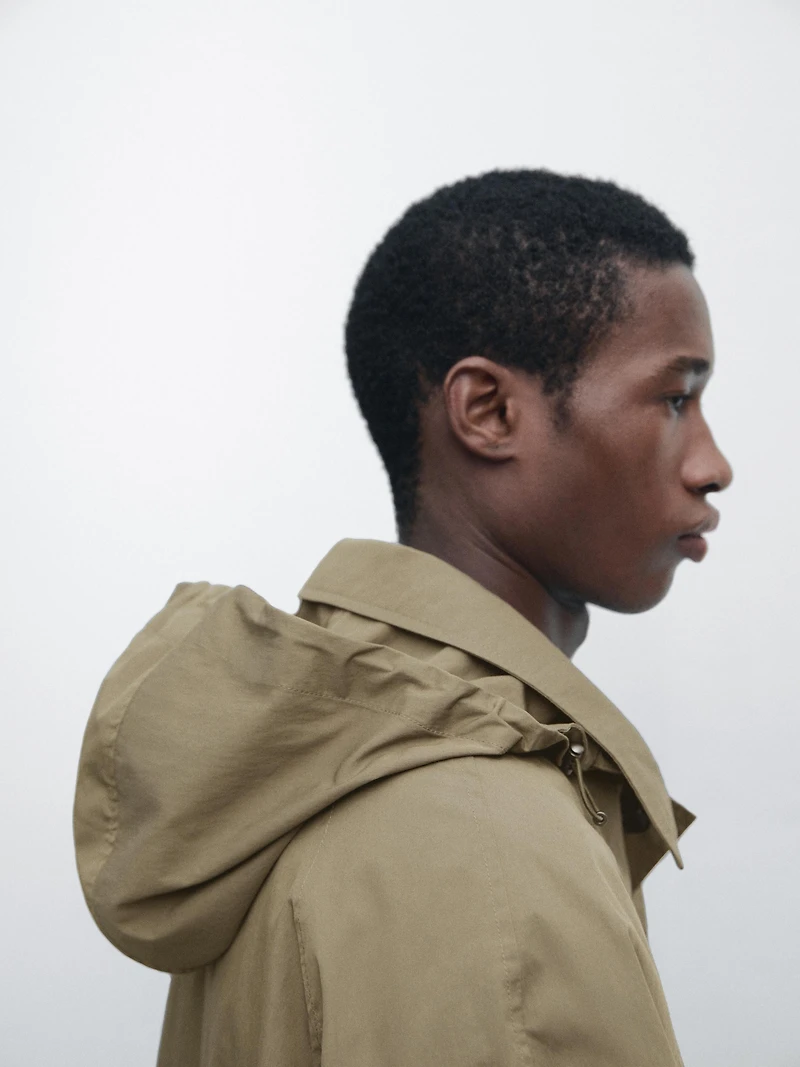 Cotton blend parka with pockets