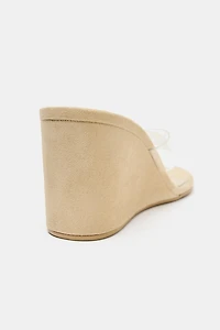 VINYL STRAP WEDGE SANDALS