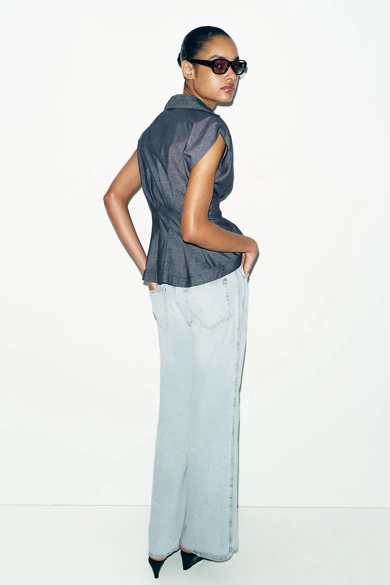 FITTED LINEN BLEND SHIRT WITH DARTS