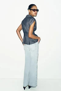 FITTED LINEN BLEND SHIRT WITH DARTS