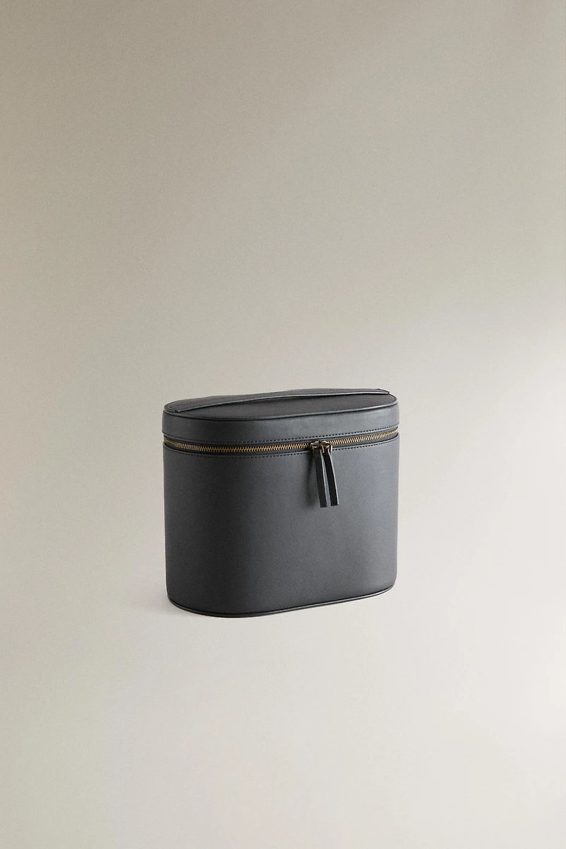 RIGID LEATHER MIRRORED MAKEUP BAG