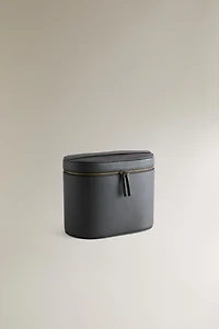 RIGID LEATHER MIRRORED MAKEUP BAG