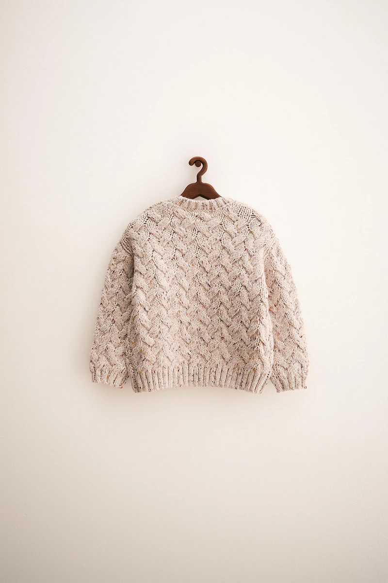ZARA TIMELESS - PULL EN MAILLE À TORSADES BOUTONNÉ AVEC LAINE