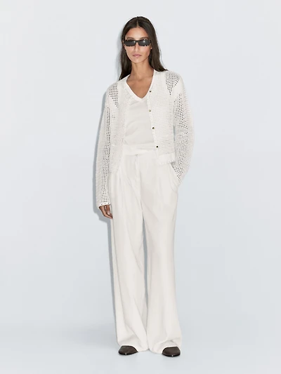 100% cotton openwork crochet cardigan