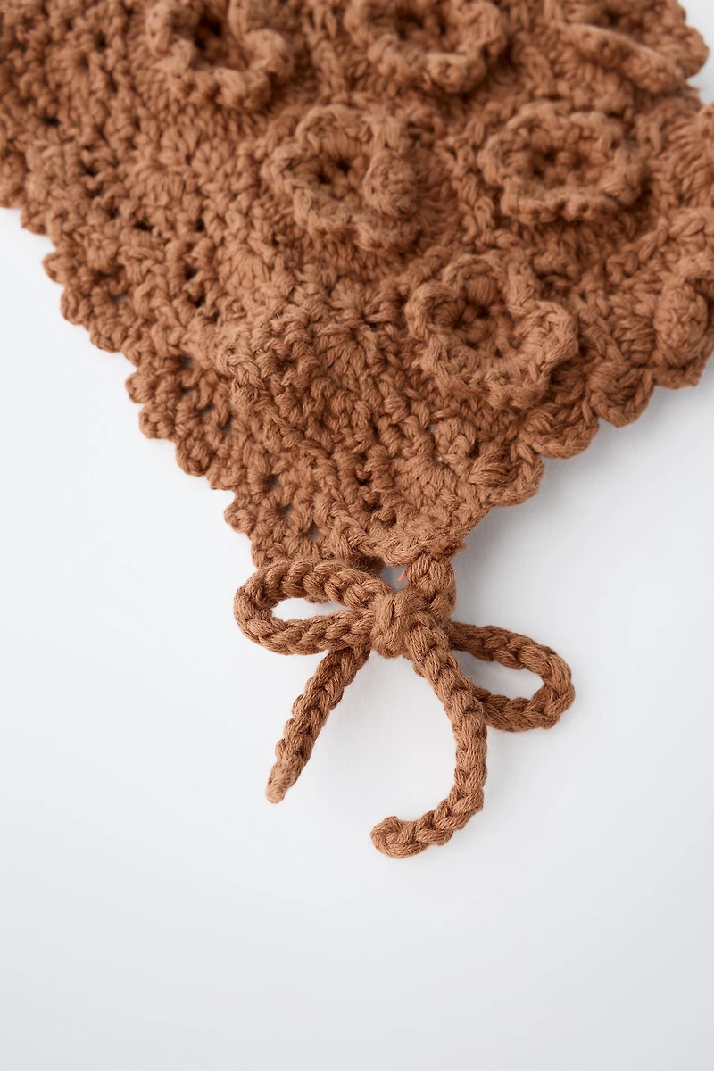 CROCHET FLOWER KNIT BONNET