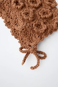 CROCHET FLOWER KNIT BONNET