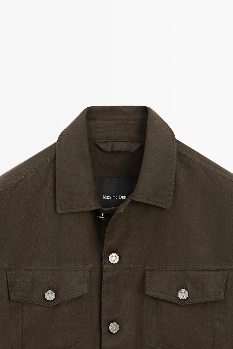 100% linen cardigan with pocket details