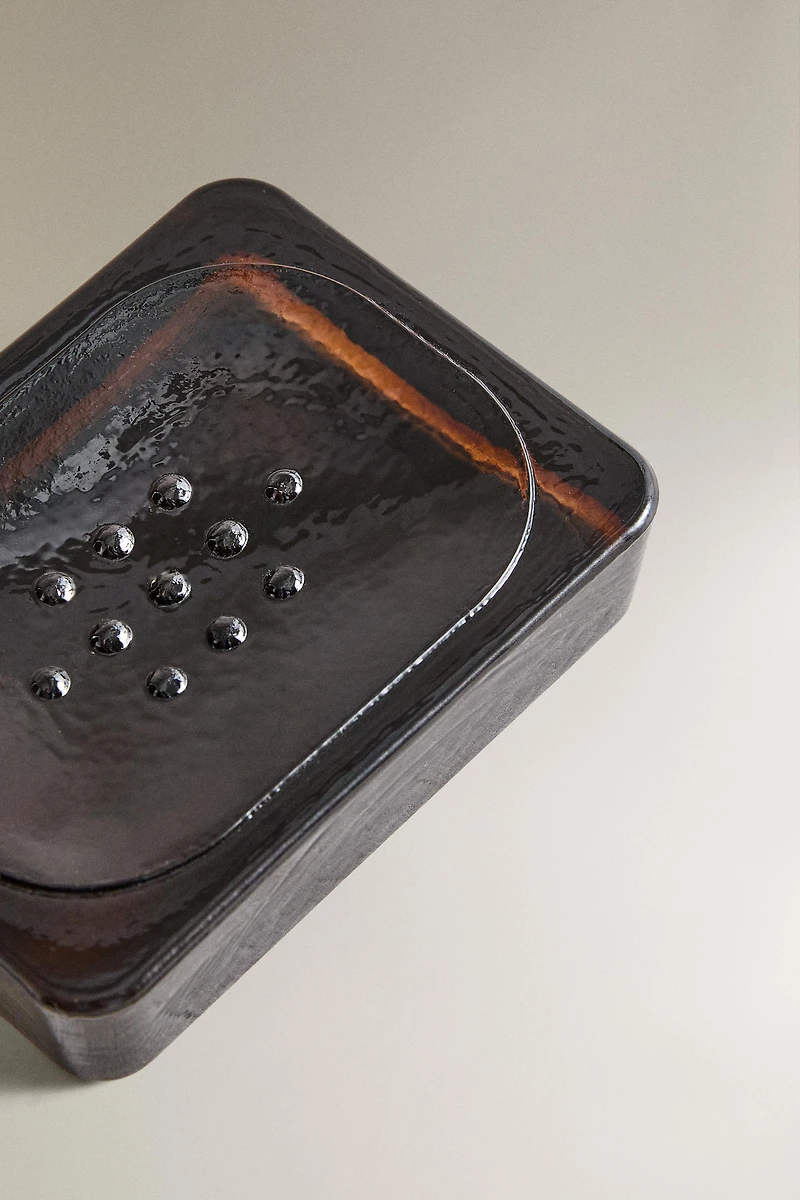 DARK GLASS BATHROOM SOAP DISH