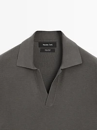 Knit V-neck polo shirt