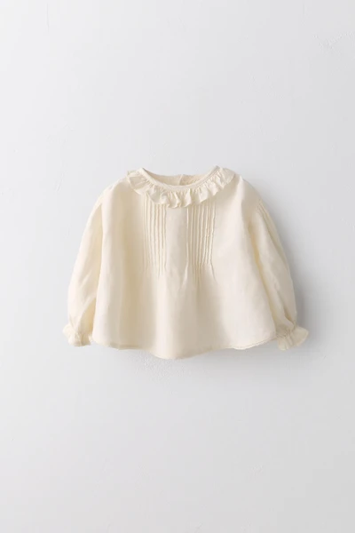LIMITED EDITION COTTON LINEN PLEATED LACE SHIRT