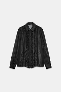 CHEMISE SEMI-TRANSPARENTE À VOLANTS ET FANTAISIE