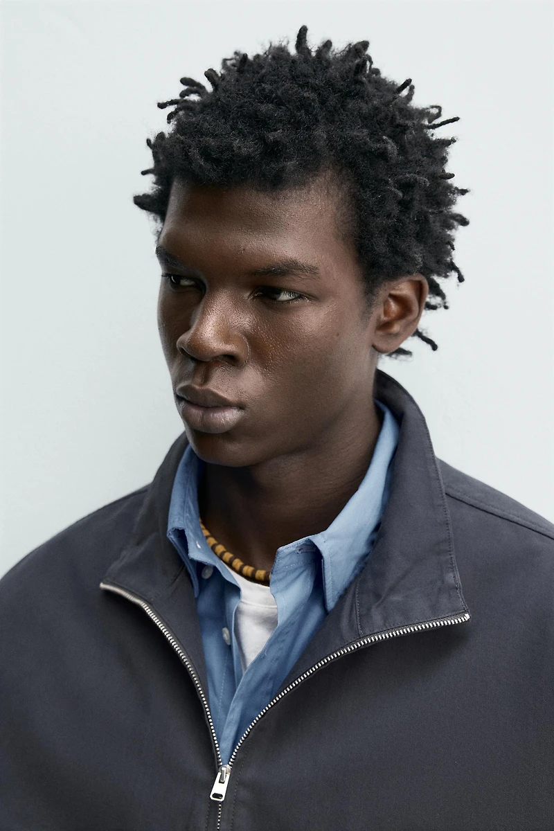 COTTON LYOCELL BLEND QUARTER-ZIP OVERSHIRT