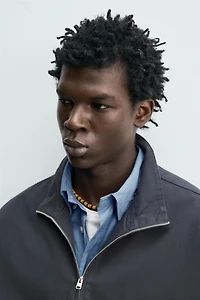COTTON LYOCELL BLEND QUARTER-ZIP OVERSHIRT