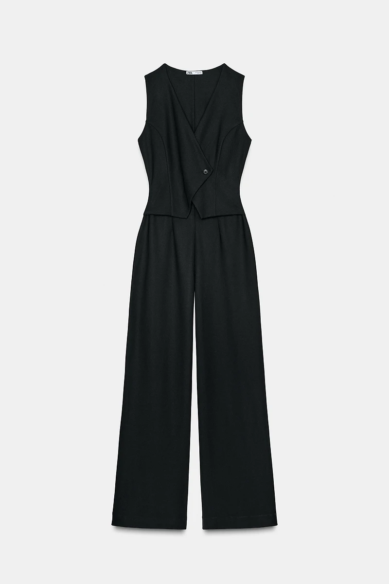 LONG CREPE VEST JUMPSUIT