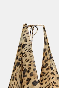 ROBE LONGUE HALTER EN GEORGETTE À IMPRIMÉ ANIMALIER