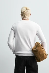 RIBBED SHIRT WITH BUTTON NECK