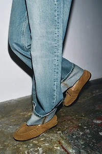 MOCASSINS EN CUIR DAIM EFFET PEAU DE MOUTON