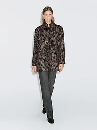 Wool blend animal print coat