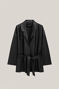 Veste longue à nouer en cuir nappa - LIMITED EDITION
