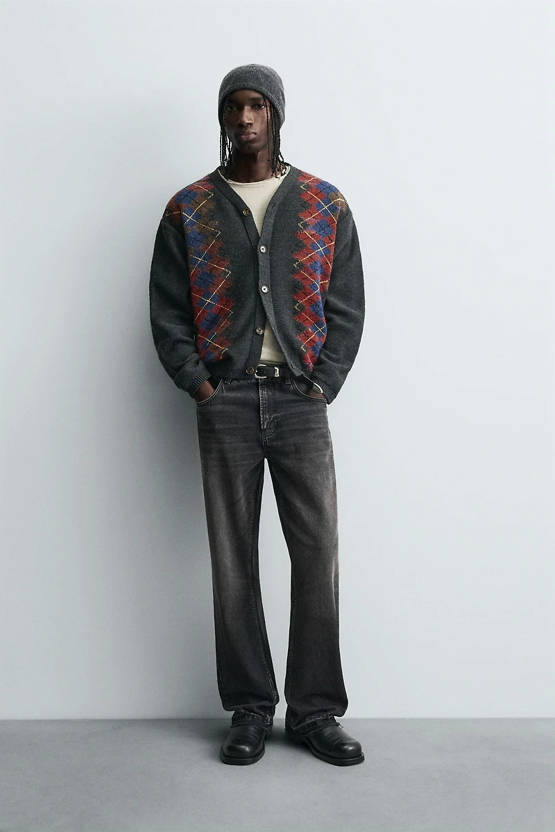 DIAMOND JACQUARD CARDIGAN