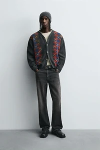 DIAMOND JACQUARD CARDIGAN