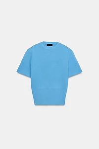 SHORT SLEEVE KNIT JUMPER WITH SHOULDER PADS