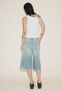 BERMUDA-SHORT BAGGY EN JEAN TRF DÉCHIRÉ