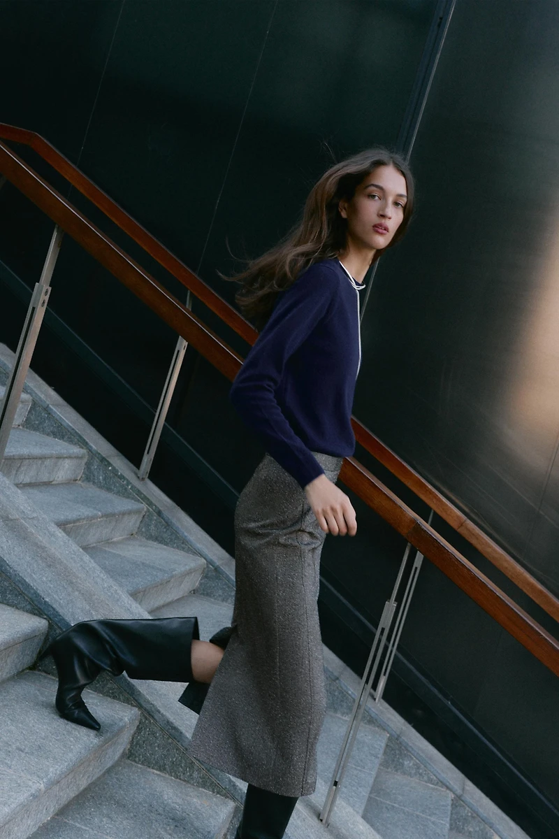 HEATHERED PENCIL MIDI SKIRT