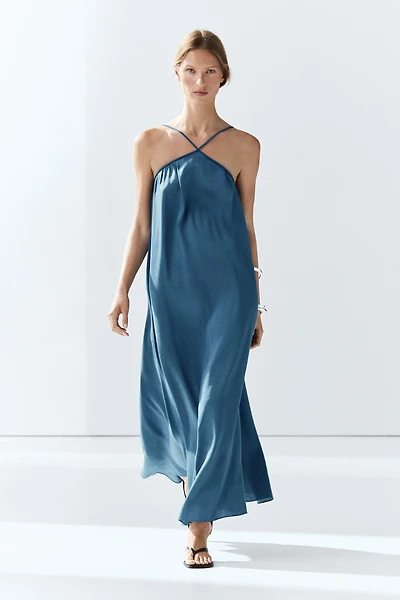 Long flowing dress with criss-cross straps